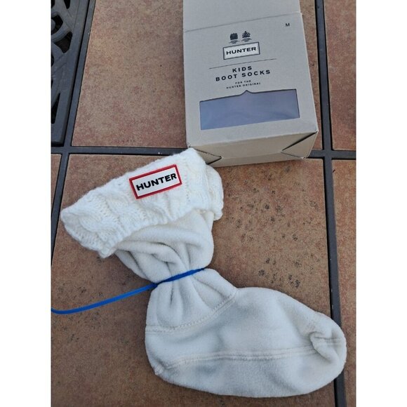 Hunter KIDS Boot Socks WHITE Half Cardigan SIZE M US 11-13 - Picture 1 of 2